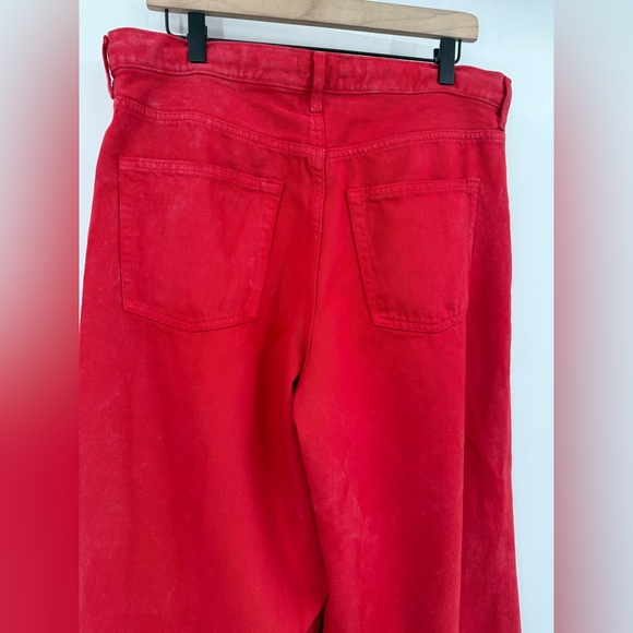 COS Wide Leg Red Drawstring Denim Jean Trousers - Picture 9 of 12